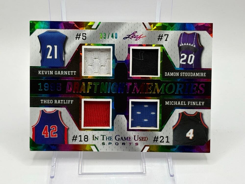 2024 Leaf Game Used 1995 Draft Kevin Garnett Stoudamire Ratliff Finley Patch /40